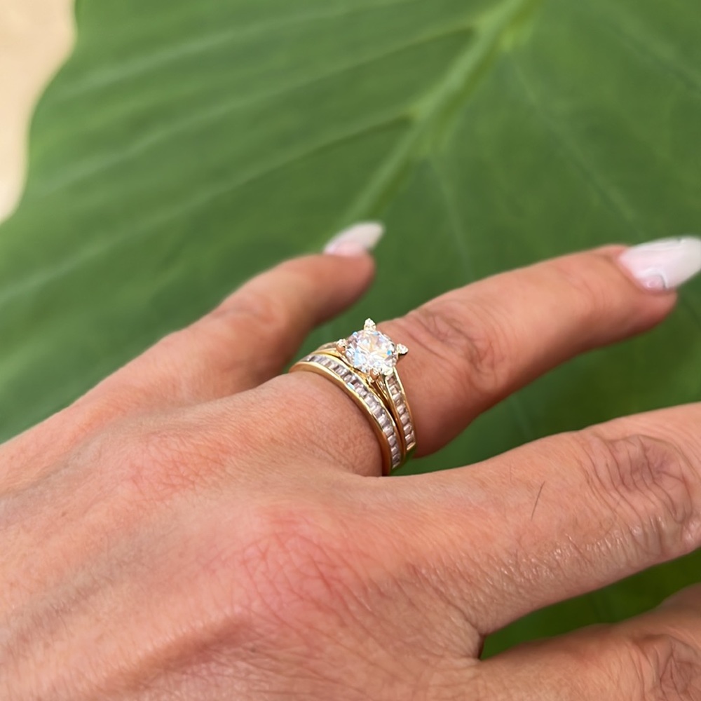 14k Yellow gold Engagement Ring & Wedding 2pc - Picture 10 of 14